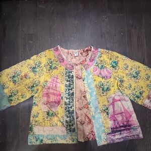 Magnolia Pearl Yellow Floral Jacket with Pink and Blue Pristine con, Nvr worn